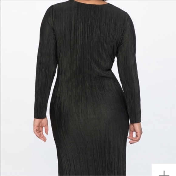 Eloquii Knot Front Accordian Long Sleeve Midi Dress Size 22 Silver/Black - Picture 2 of 7